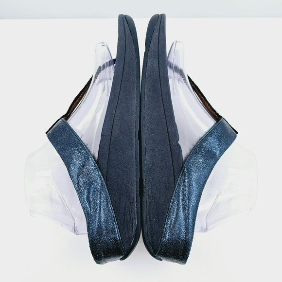 FitFlop Fino Quartz Toe Post Sandals 10 Midnight Navy Blue Slinky Slim Comfort - Picture 9 of 13